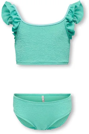 ONLY Blue Crinkle Frill Sleeve Swimsuit11 - 12 ans (146 - 152cm)