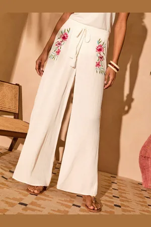 Love & Roses Embroidered Beach Trousers50