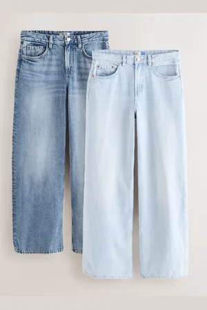 Next Wide Leg 100% Cotton Jeans 2 Pack