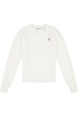 U.S. Polo Assn. U. S. Polo Assn. Womens Col rond Cable Knit Rose PullL
