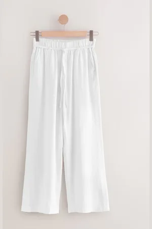 Next Pantalon Blend lin large à taille nouée