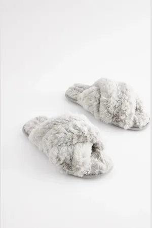 Next Chaussons à glissière croisée en fausse fourrureXL