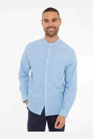 Threadbare Chemises Col Mao Lin Blend manches longuespetit