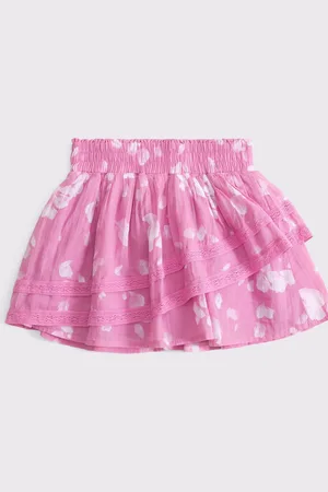 Abercrombie & Fitch Woven Lace Trim Mini Pink Skirt146152cm
