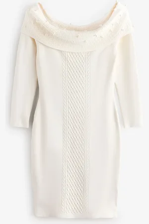Guess Cream Robe de chambre à épaules nues en maille perlée d