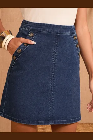 Love & Roses Denim Sailor Button Mini Skirt46