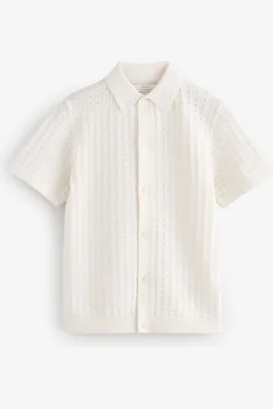 Next Short Sleeve Knitted Button Through 100% Cotton Polo Shirt (3-16yrs)14 ans (164cm)
