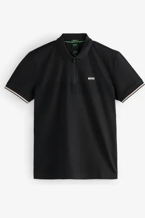 HUGO BOSS Golf Cotton Philix Zip Neck Regular-Fit Polo ShirtGrand