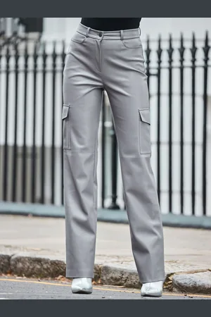 Sosandar Pantalon cargo large en similicuir avec poche42 S
