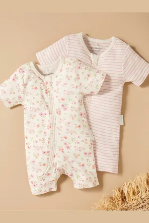 Purebaby Turtle Print Short Sleeve 100% Cotton Sleepsuits 2 Pack50cm