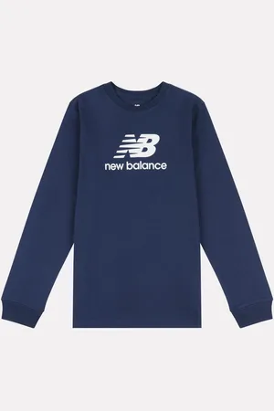 New Balance Garçons 100% Cotton Stacked Logo Manches longues T-shirt14 - 15 ans (164 - 170cm)