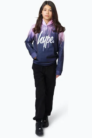 Hype . Girls Multi Dark Pastel Drips Black Hoodie134140cm