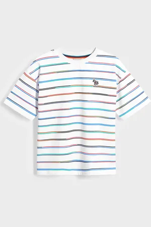 Paul Smith Garçons T-shirt oversize à rayures dégradées 100% Coton Manches courtes Blanc6 - 7 ans (116 - 122cm)