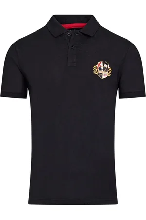 Raging Bull Classic 100% Cotton Crest Black Polo ShirtL