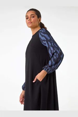 Roman Contrast Sleeve A-Line Stretch Dress40