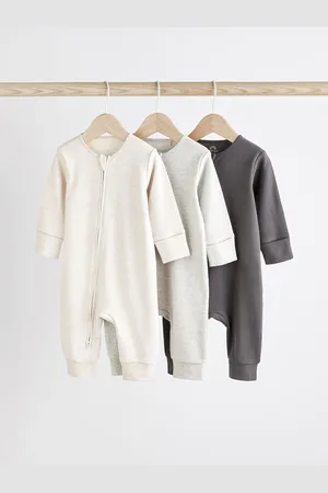 Next Bébé Sans pied 2 Way Zip 100% Cotton Sleepsuits 3 Lot (0mths-3yrs)2 - 3 ans (92 - 98cm)