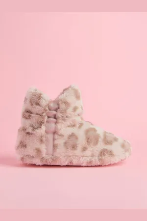Lipsy London Leopard Imprimé Cosy Faux Fur Ruched chaussons Nightwear Slippers