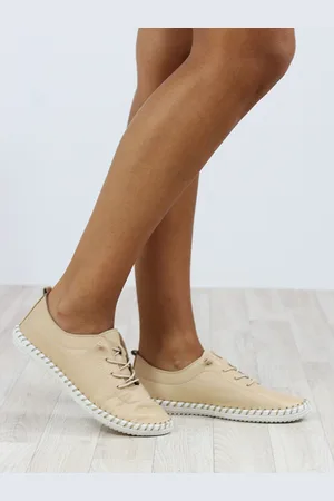 Lunar Cream St Ives Leather Plimsoll Shoes