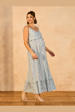 JoJo Maman Bébé Floral Frill Sleeve Maternity Midaxi Dress44