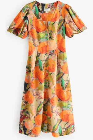 Next Peignoir mi-long boutonné à manches bouffantes avec lin36