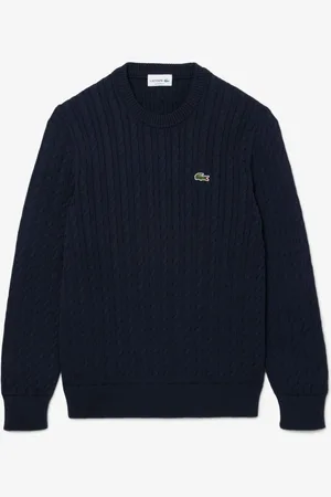 Lacoste Lustre en coton Blend col rond en maille torsadéeMédium