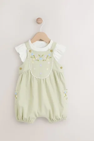 Next Short Sleeve 100% Cotton Bodysuit And Leg Baby Dungaree Set (0mths-2yrs)12 - Mois 18 (80 - 86cm)