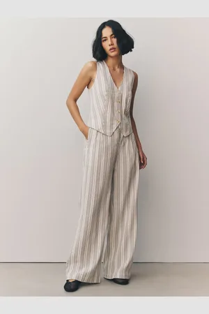 Next Pantalon droit texturé rayé