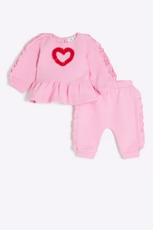 River Island Baby Girls Ruffle Trimmed Sweat Top & Joggers Set6874cm