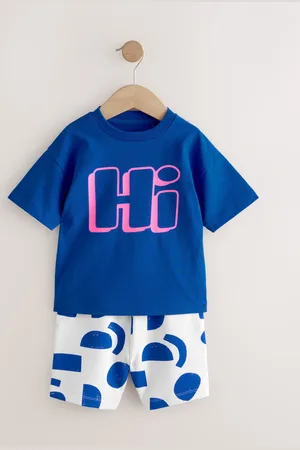 Next 100% Cotton Short Sleeve T-Shirt & Pattern Shorts Set (3mths-7yrs)7480cm