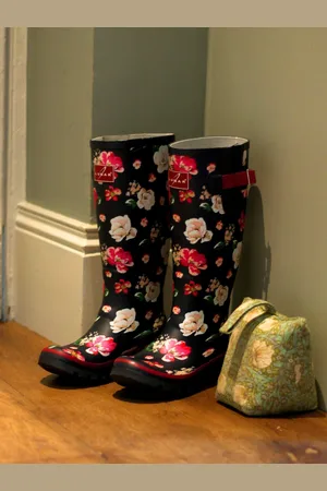 Lunar Wellies en caoutchouc à motifs Bleu Fleuri