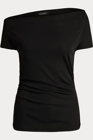 Ralph Lauren Arissa Off-The-Shoulder Black Jersey BlousesPetit