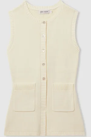 Anna Quan Cardigan sans manches en maille de coton 40