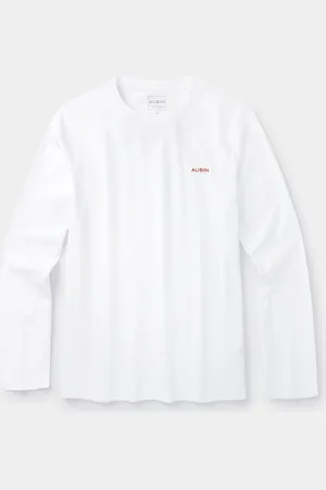 Aubin Camblesforth Long Sleeve 100% Cotton White T-ShirtMédium