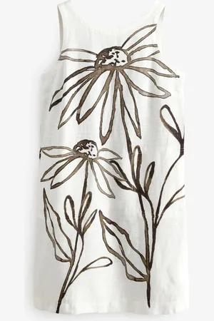 Next Linen Scoop Back Mini Shift Dress44petite