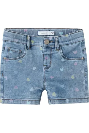 NAME IT Heart Print Stretch Denim Shorts9298cm