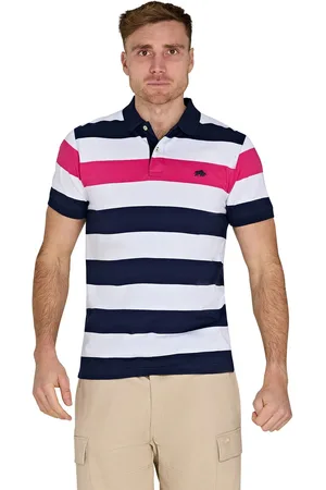 Raging Bull Pink 100% Cotton Irregular Stripe Jersey Polo Shirtpetit