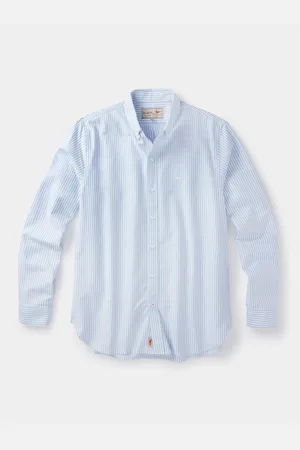 Aubin Blue Stripe Alder Oxford 100% Cotton Shirt2X-Large