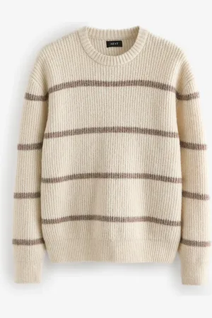 Next Coupe classique Horizontal Rayure Col rond Pull with WoolXL