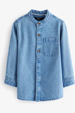 Next 100% Coton Manches longues Col mao Denim Chemises (3mths-7yrs)6 - 7 ans (116 - 122cm)