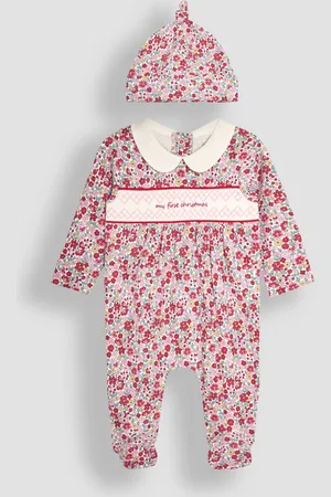 JoJo Maman Bébé My First Noël Smocked Combinaison de nuit & ChapeauxNouveau-né