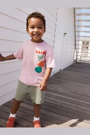 Next 100% Cotton Short Sleeve Back Print T-Shirt And Shorts Set (3mths-7yrs)9298cm