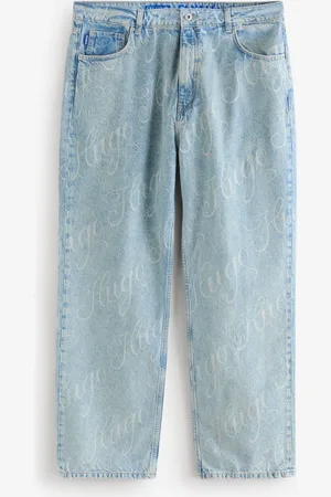 HUGO BOSS All-Over Logo Print Straight Leg 100% Cotton Denim JeansW32 L32