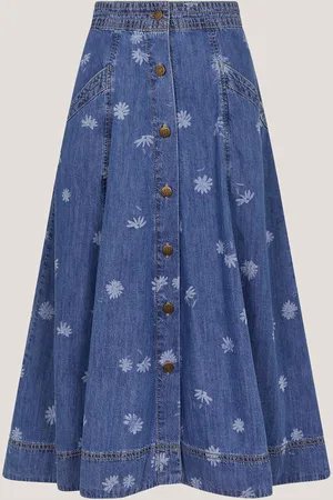 Monsoon Jupe midi Harper en jean Daisy 100% coton2X-Large