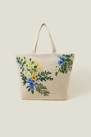 Accessorize Floral Embroidered Beach Bagun