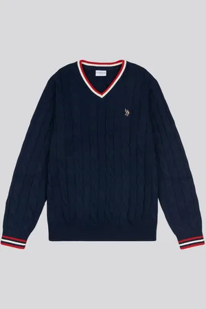 U.S. Polo Assn. U. S. Polo Assn. Pull en maille torsadée pour homme 100% cotonTrès grand