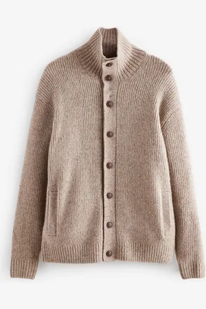 Next Relaxed Fit Soft Touch Button Through Jumper with WoolM