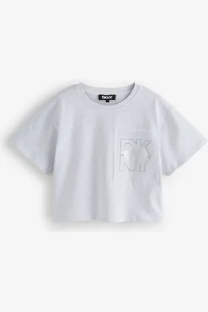 DKNY Grey Chest Logo Cropped Short Sleeve T-Shirt8 ans (128 cm)