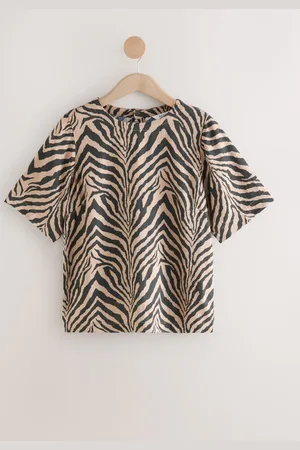 Next Short Sleeve Boxy T-Shirt with Linen
