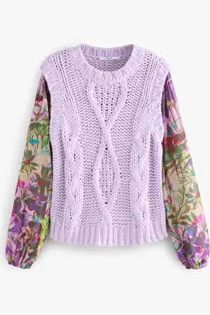 Next Floral Pattern Layered Knitted Cable TankM Reg
