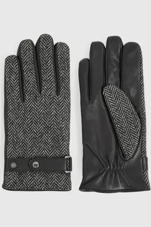 Reiss Vaughn Leather and Wool-Blend Gants à chevronsL